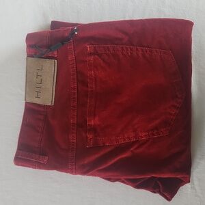 HILTL Dude Criss Cross Red Corduroy Pants NWOT